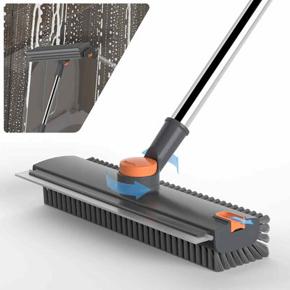 NXTLVL 3-in-1 Long Handle Floor Scrub Brush with Squeegee