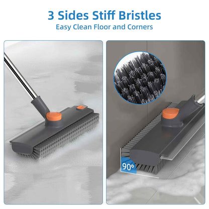 NXTLVL 3-in-1 Long Handle Floor Scrub Brush with Squeegee
